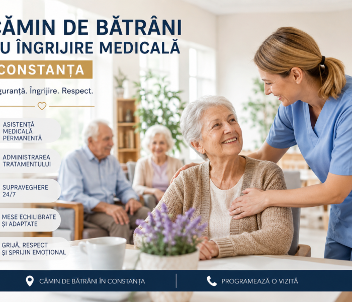 Senior asistat de personal medical într-un cămin de bătrâni cu îngrijire medicală din Constanța